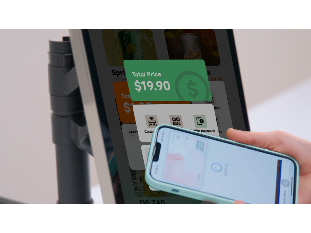 Sunmi Flex 3 SoftPOS NFC payment on screen
