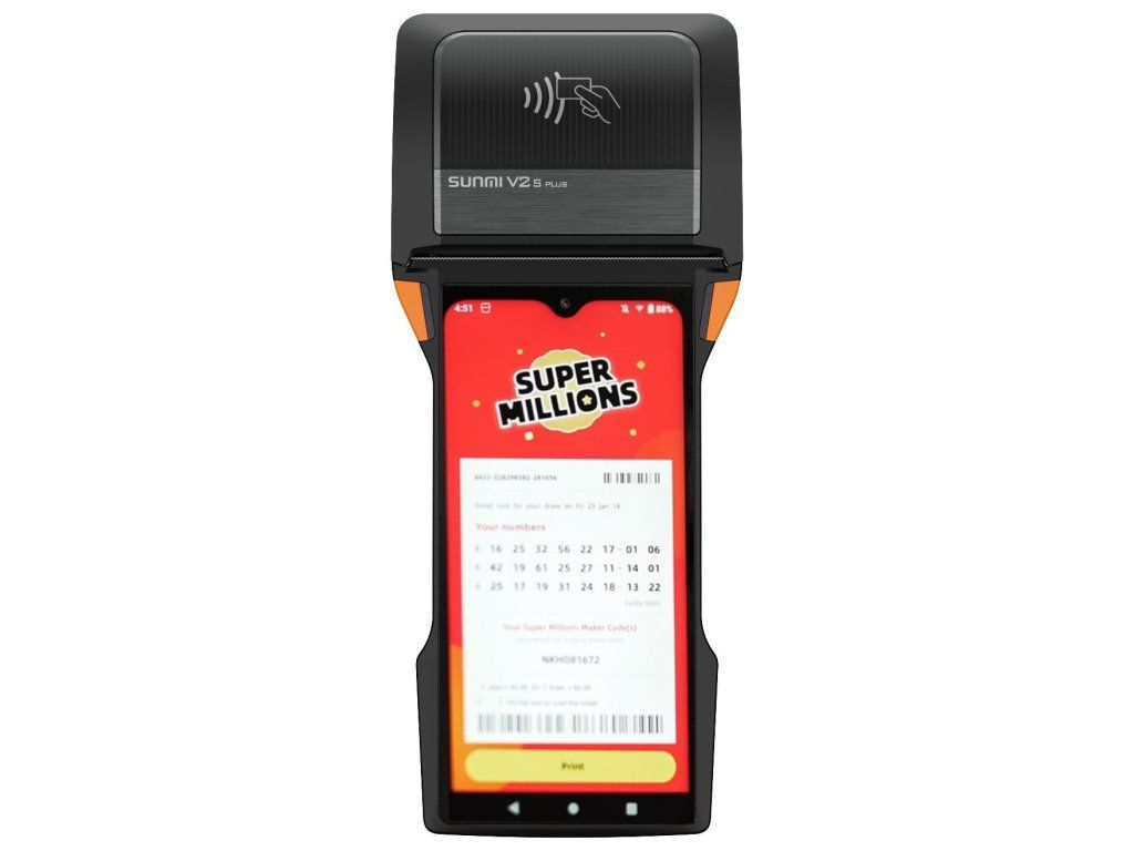 Sunmi V2s Plus mobile POS with 80 mm printer