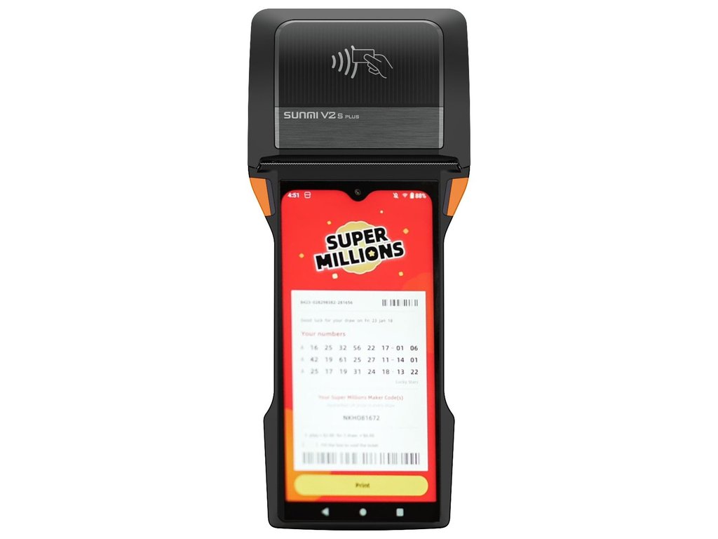 Sunmi V2s Plus mobile POS with 80 mm printer